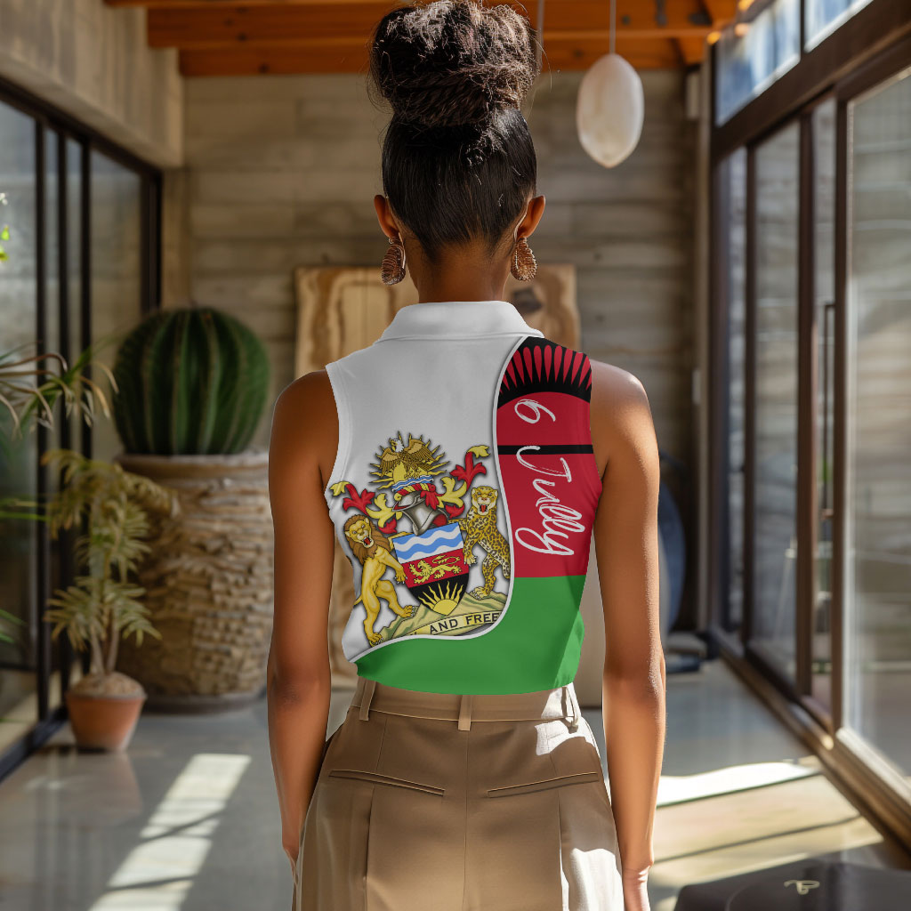 Malawi Independence Day 6 July Women Sleeveless Polo Shirt Malawian Coat Of Arms Flag Ribbon