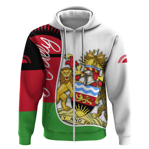 Malawi Independence Day 6 July Zip Hoodie Malawian Coat Of Arms Flag Ribbon