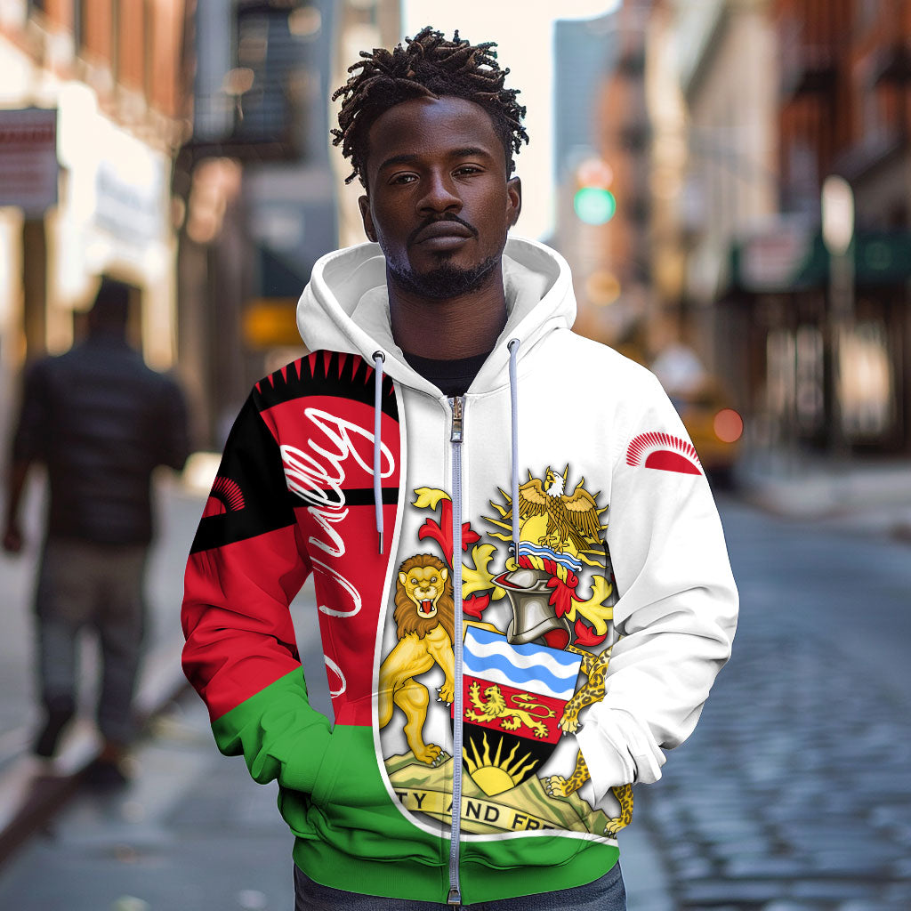 Malawi Independence Day 6 July Zip Hoodie Malawian Coat Of Arms Flag Ribbon