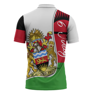 Malawi Independence Day 6 July Zipper Polo Shirt Malawian Coat Of Arms Flag Ribbon