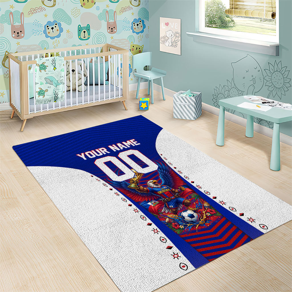 Personalized Haiti Football Eagle Champions Area Rug Les Grenadiers Soccer Trophy 2026 Heritage Flag