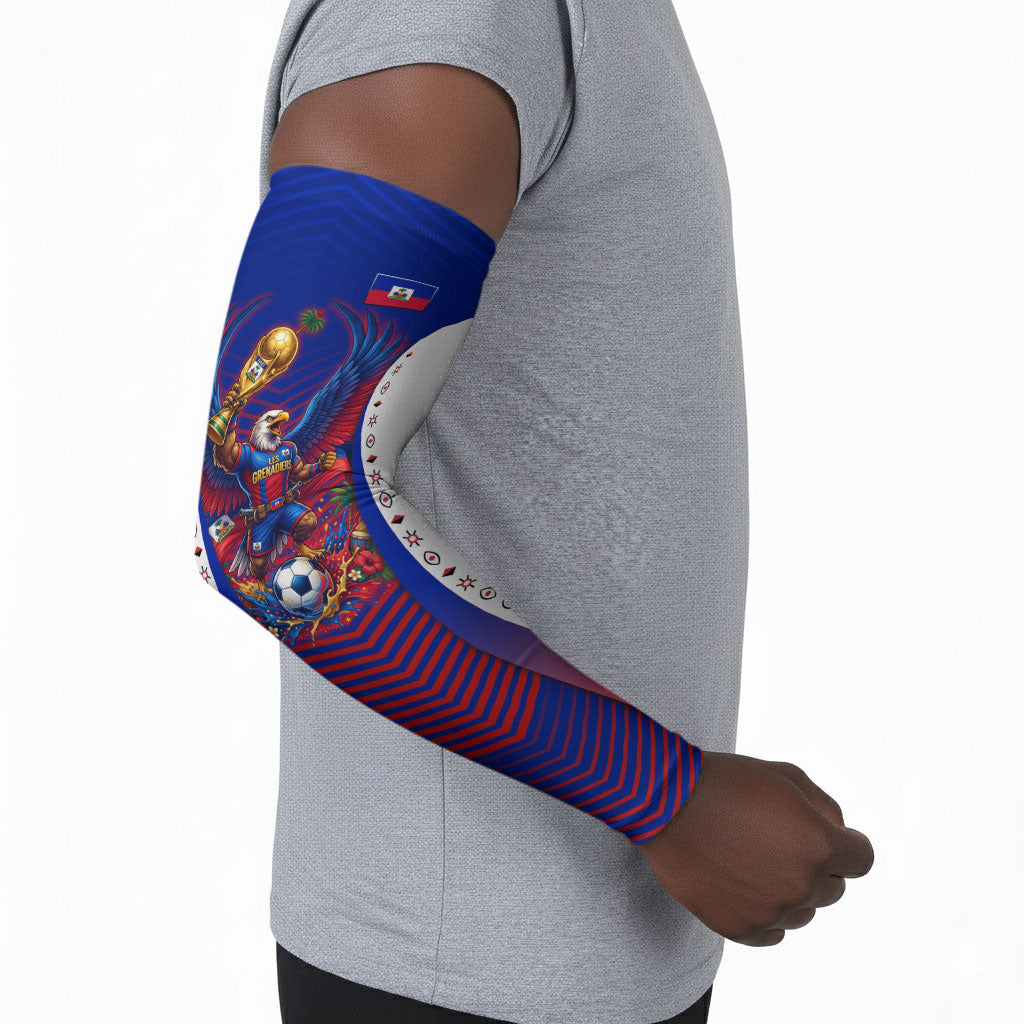 Personalized Haiti Football Eagle Champions Arm Sleeves Les Grenadiers Soccer Trophy 2026 Heritage Flag