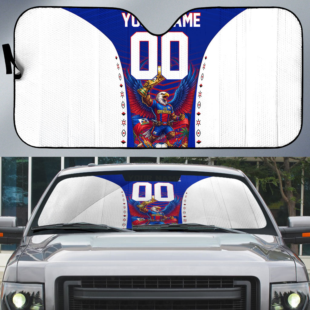 Personalized Haiti Football Eagle Champions Auto Sun Shade Les Grenadiers Soccer Trophy 2026 Heritage Flag