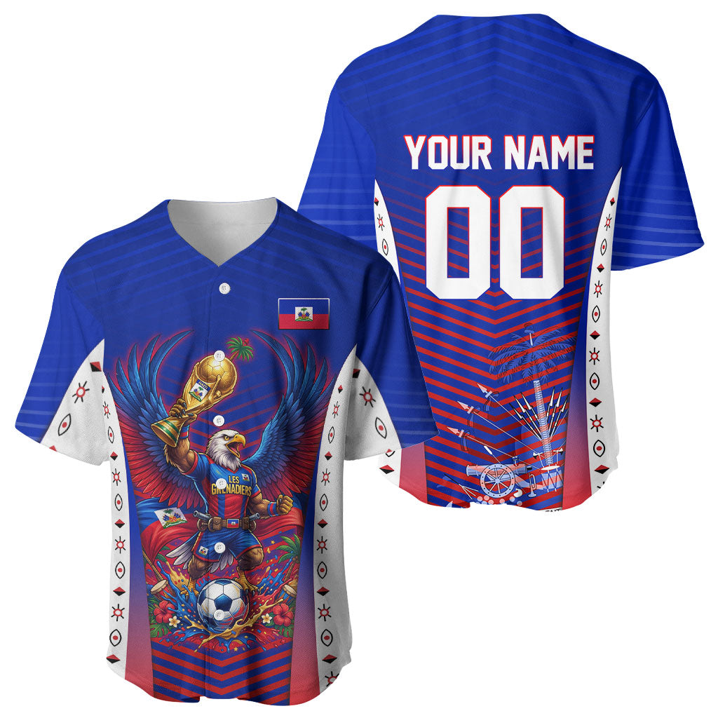Personalized Haiti Football Eagle Champions Baseball Jersey Les Grenadiers Soccer Trophy 2026 Heritage Flag