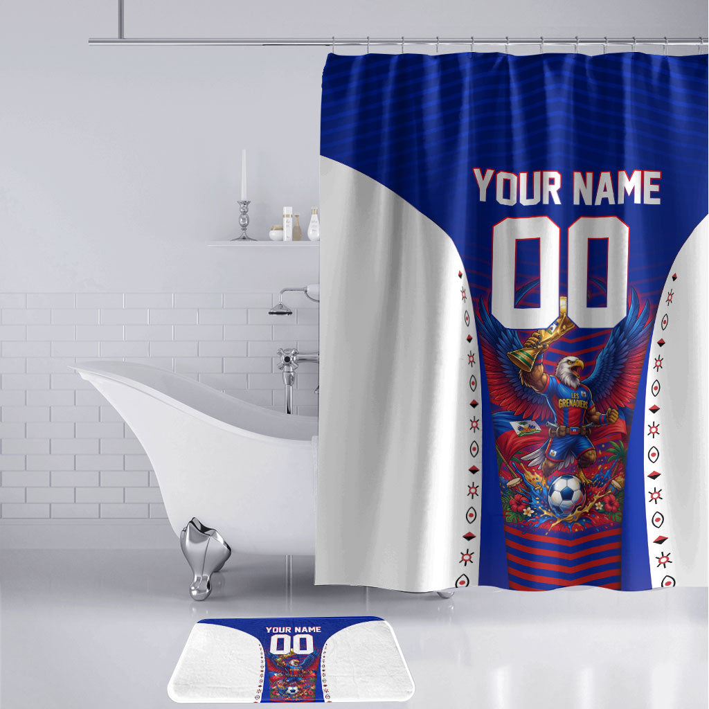 Personalized Haiti Football Eagle Champions Bathroom Set Les Grenadiers Soccer Trophy 2026 Heritage Flag