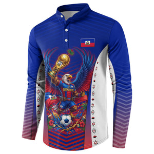 Personalized Haiti Football Eagle Champions Button Sweatshirt Les Grenadiers Soccer Trophy 2026 Heritage Flag