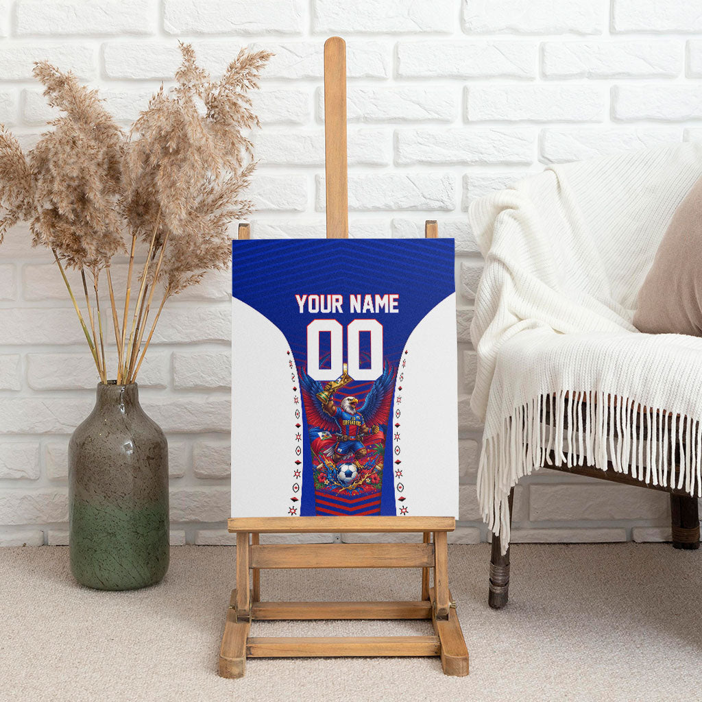 Personalized Haiti Football Eagle Champions Canvas Wall Art Les Grenadiers Soccer Trophy 2026 Heritage Flag
