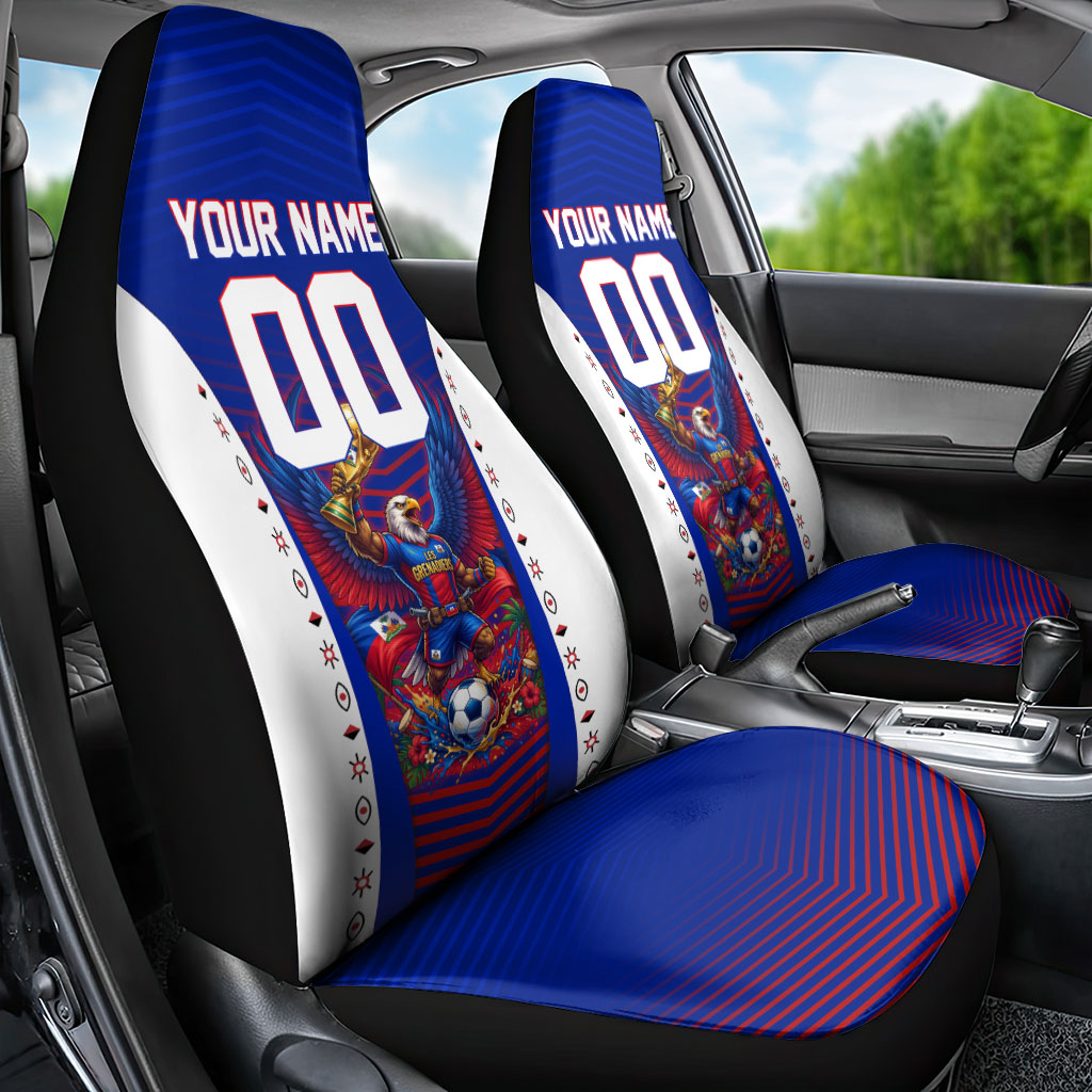 Personalized Haiti Football Eagle Champions Car Seat Cover Les Grenadiers Soccer Trophy 2026 Heritage Flag