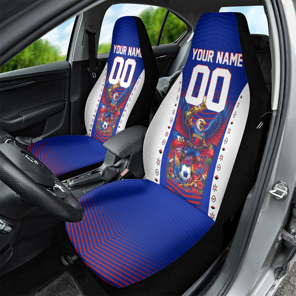 Personalized Haiti Football Eagle Champions Car Seat Cover Les Grenadiers Soccer Trophy 2026 Heritage Flag