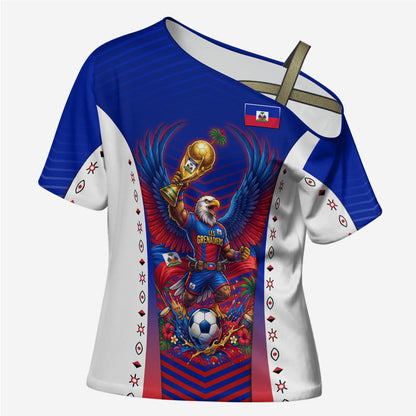 Personalized Haiti Football Eagle Champions Cross Shoulder Shirt Les Grenadiers Soccer Trophy 2026 Heritage Flag