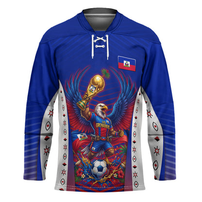 Personalized Haiti Football Eagle Champions Hockey Jersey Les Grenadiers Soccer Trophy 2026 Heritage Flag