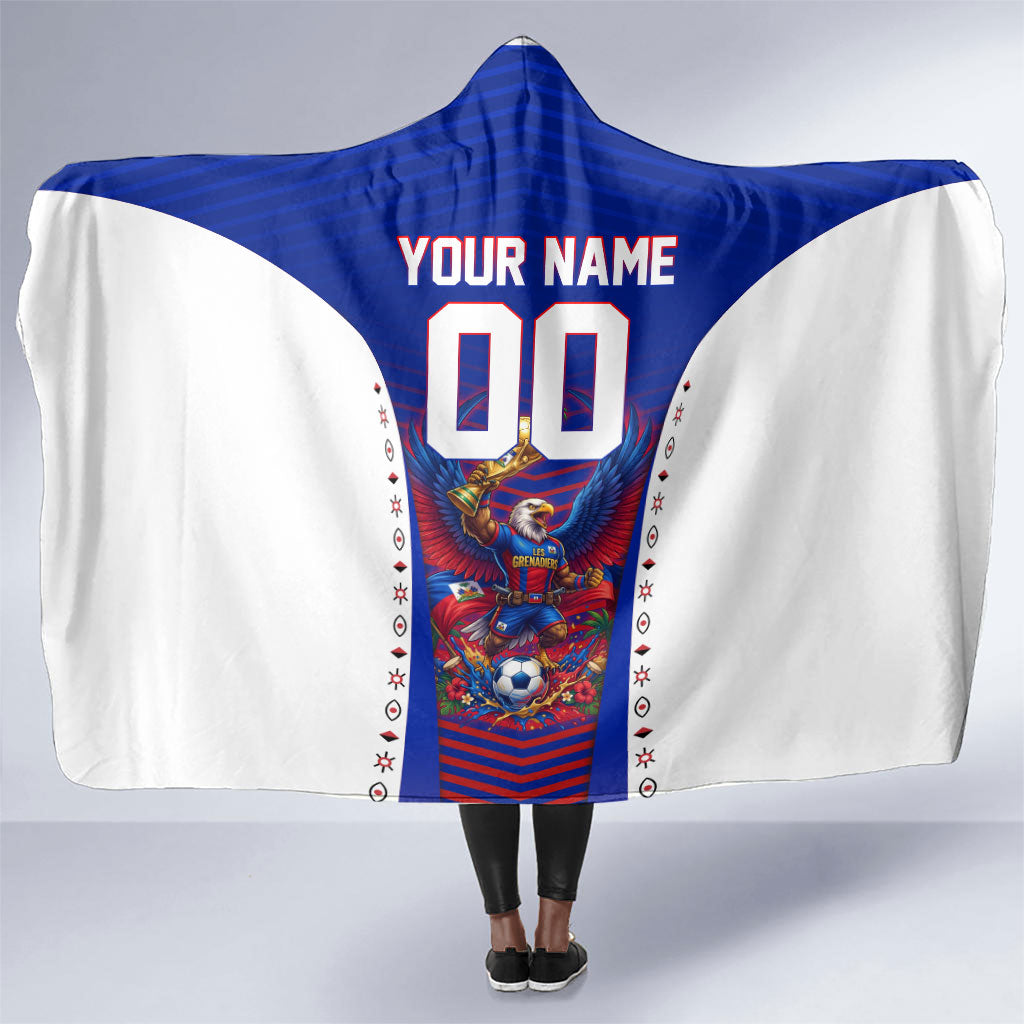 Personalized Haiti Football Eagle Champions Hooded Blanket Les Grenadiers Soccer Trophy 2026 Heritage Flag