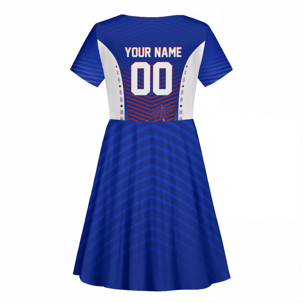 Personalized Haiti Football Eagle Champions Kid Short Sleeve Dress Les Grenadiers Soccer Trophy 2026 Heritage Flag