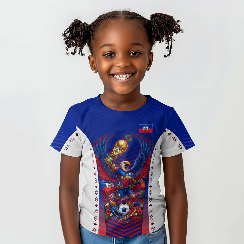 Personalized Haiti Football Eagle Champions Kid T shirt Les Grenadiers Soccer Trophy 2026 Heritage Flag