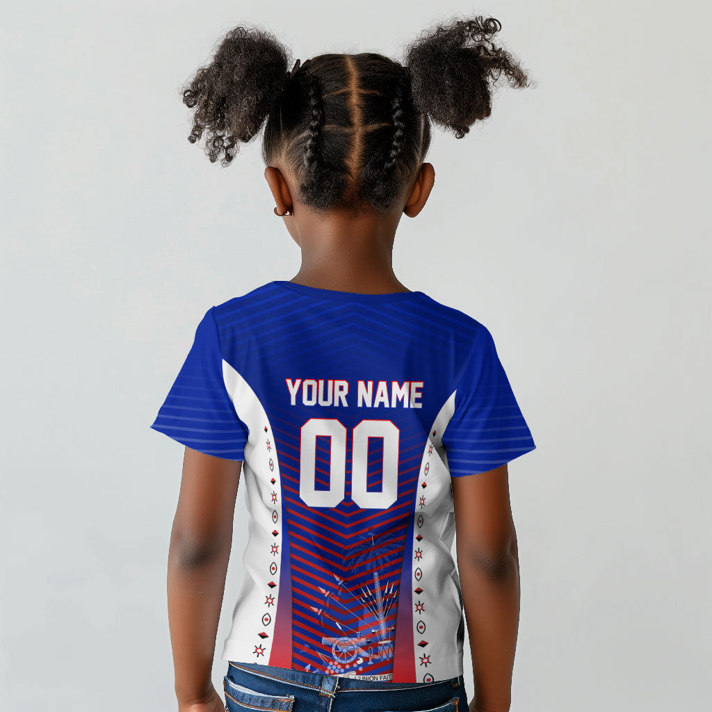 Personalized Haiti Football Eagle Champions Kid T shirt Les Grenadiers Soccer Trophy 2026 Heritage Flag