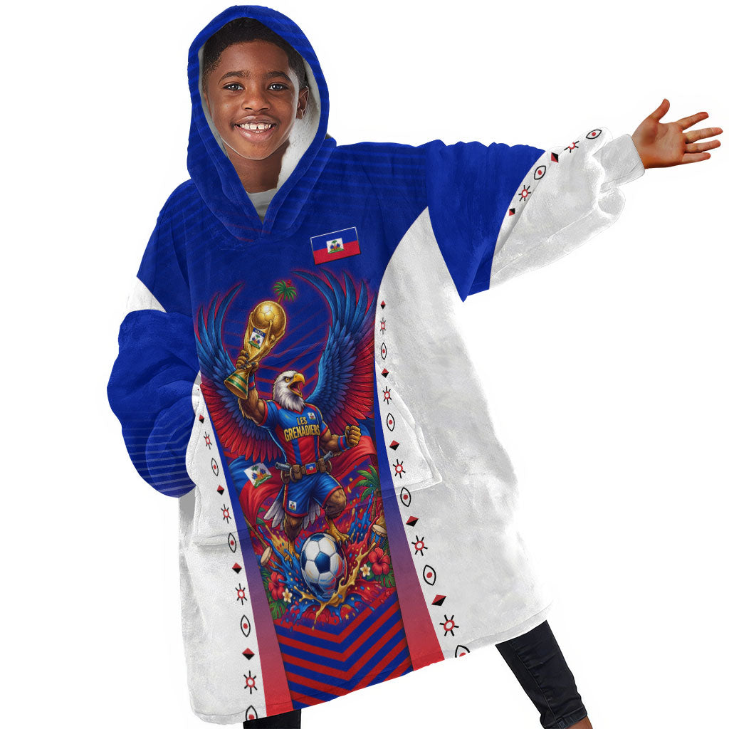 Personalized Haiti Football Eagle Champions Kid Wearable Blanket Hoodie Les Grenadiers Soccer Trophy 2026 Heritage Flag