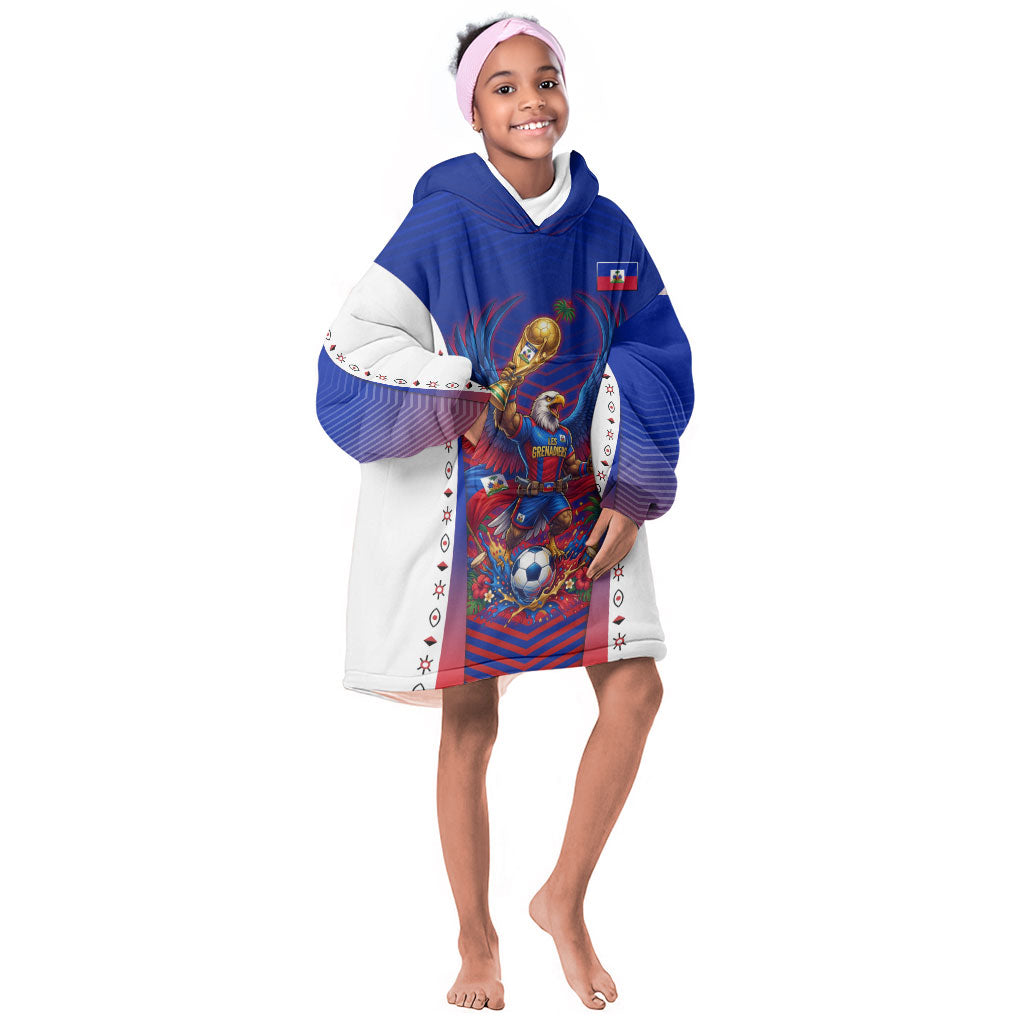 Personalized Haiti Football Eagle Champions Kid Wearable Blanket Hoodie Les Grenadiers Soccer Trophy 2026 Heritage Flag