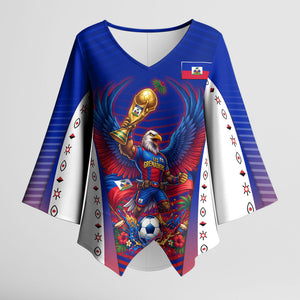 Personalized Haiti Football Eagle Champions Kimono Sleeve Blouse Les Grenadiers Soccer Trophy 2026 Heritage Flag