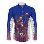 Personalized Haiti Football Eagle Champions Long Sleeve Button Shirt Les Grenadiers Soccer Trophy 2026 Heritage Flag