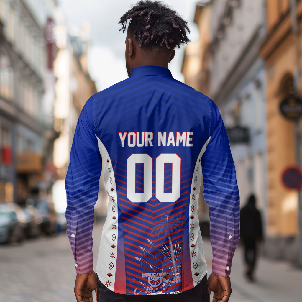 Personalized Haiti Football Eagle Champions Long Sleeve Button Shirt Les Grenadiers Soccer Trophy 2026 Heritage Flag