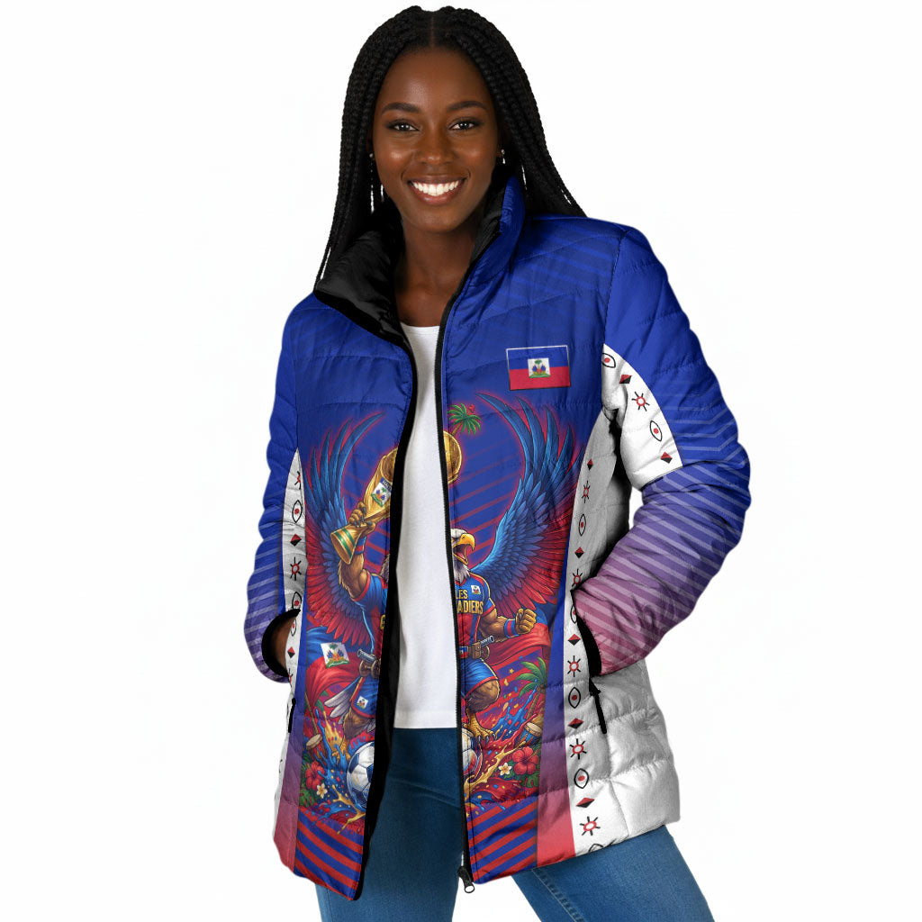Personalized Haiti Football Eagle Champions Padded Jacket Les Grenadiers Soccer Trophy 2026 Heritage Flag