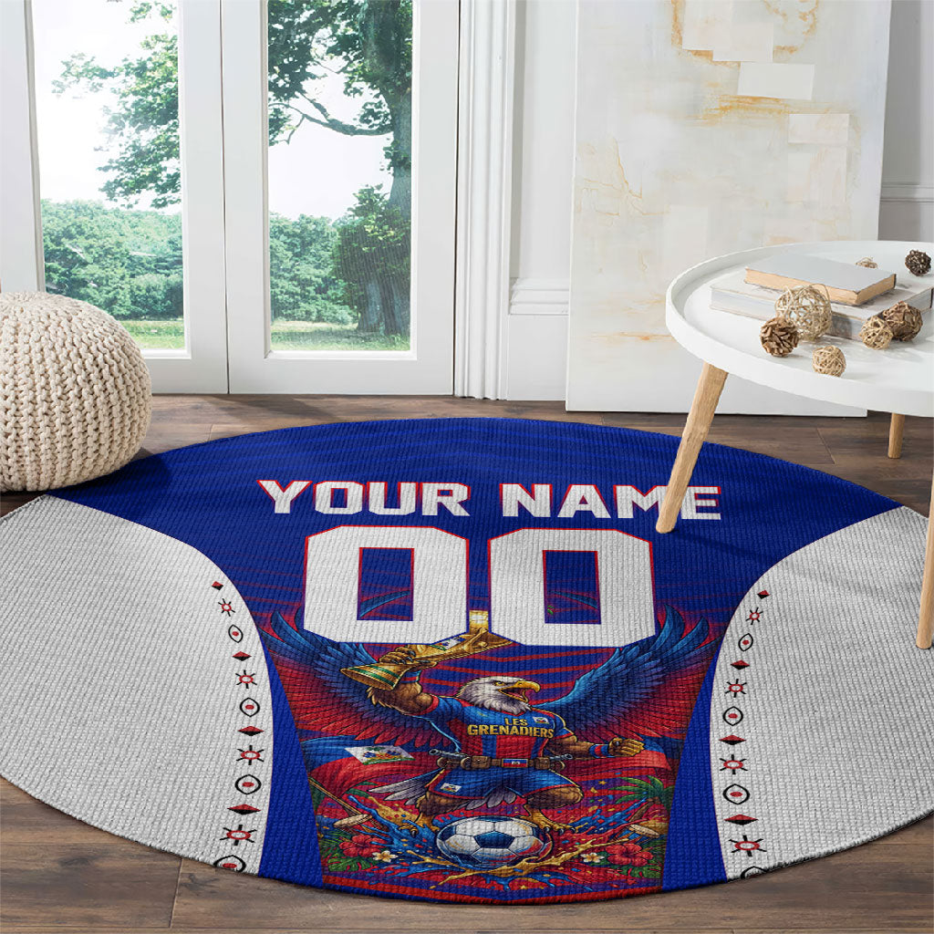 Personalized Haiti Football Eagle Champions Round Carpet Les Grenadiers Soccer Trophy 2026 Heritage Flag