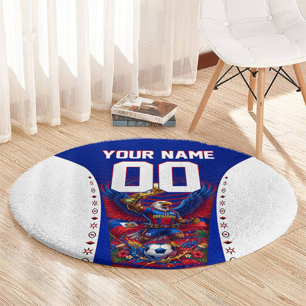 Personalized Haiti Football Eagle Champions Round Carpet Les Grenadiers Soccer Trophy 2026 Heritage Flag