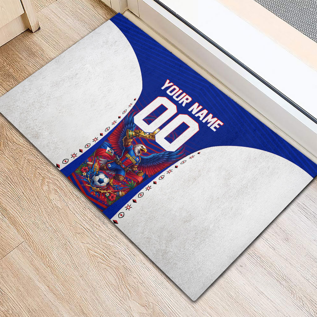 Personalized Haiti Football Eagle Champions Rubber Doormat Les Grenadiers Soccer Trophy 2026 Heritage Flag
