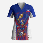 Personalized Haiti Football Eagle Champions Scrub Top Les Grenadiers Soccer Trophy 2026 Heritage Flag