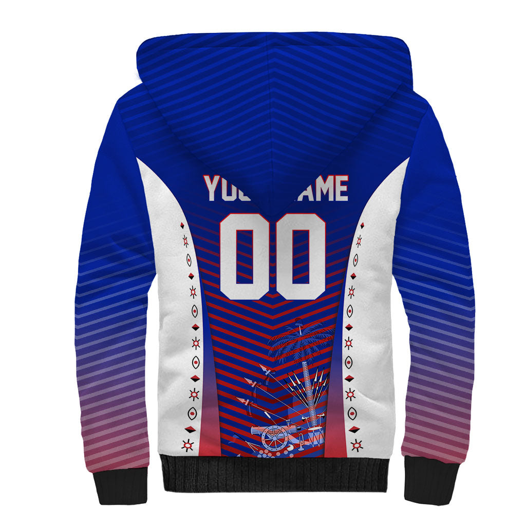 Personalized Haiti Football Eagle Champions Sherpa Hoodie Les Grenadiers Soccer Trophy 2026 Heritage Flag