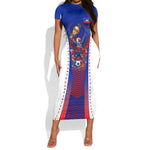 Personalized Haiti Football Eagle Champions Short Sleeve Bodycon Dress Les Grenadiers Soccer Trophy 2026 Heritage Flag