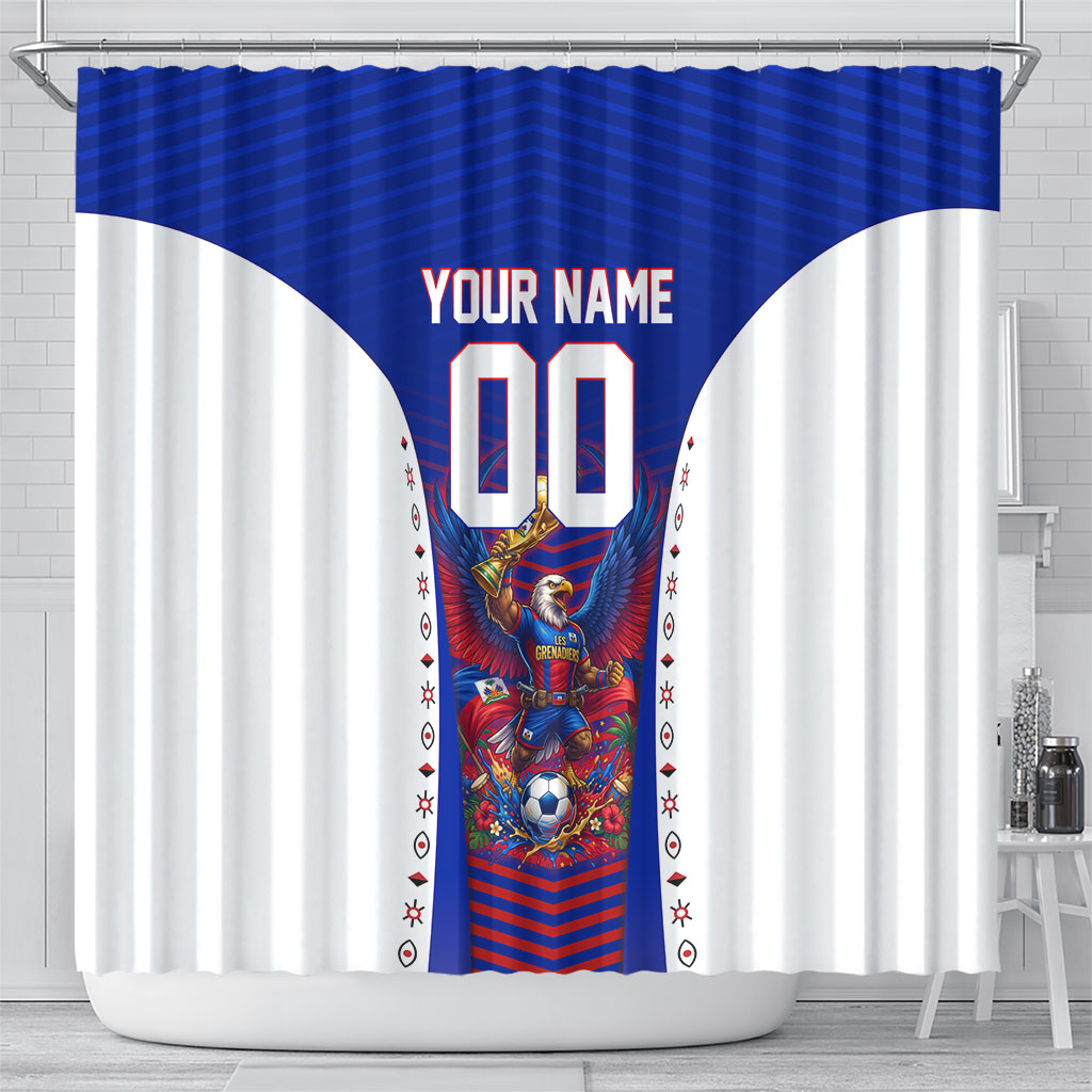 Personalized Haiti Football Eagle Champions Shower Curtain Les Grenadiers Soccer Trophy 2026 Heritage Flag