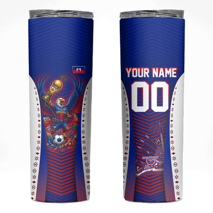 Personalized Haiti Football Eagle Champions Skinny Tumbler Les Grenadiers Soccer Trophy 2026 Heritage Flag