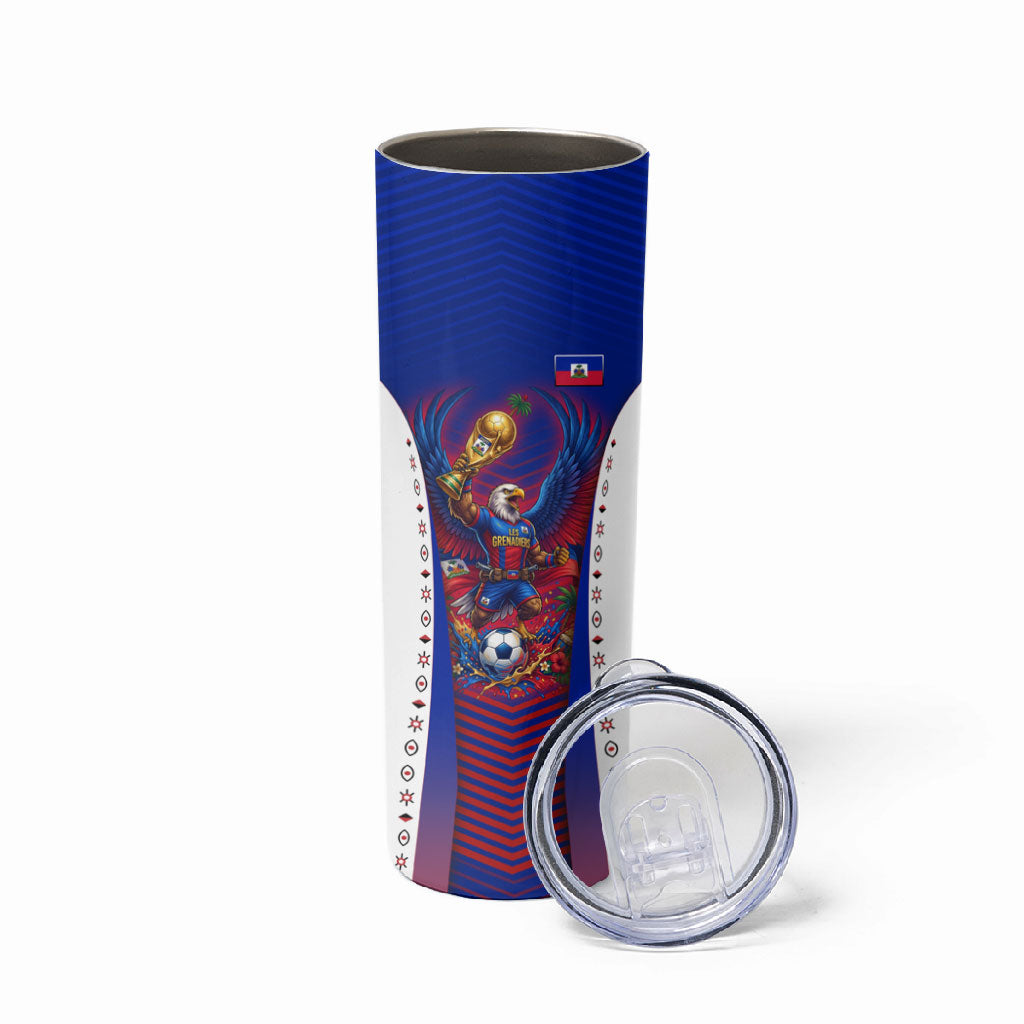 Personalized Haiti Football Eagle Champions Skinny Tumbler Les Grenadiers Soccer Trophy 2026 Heritage Flag