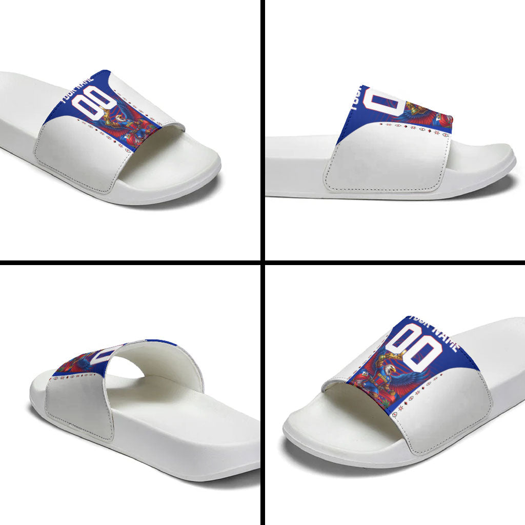Personalized Haiti Football Eagle Champions Slide Sandals Les Grenadiers Soccer Trophy 2026 Heritage Flag