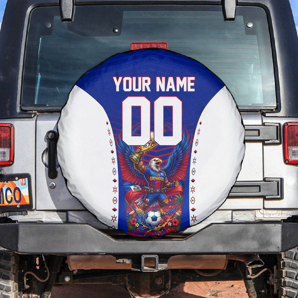 Personalized Haiti Football Eagle Champions Spare Tire Cover Les Grenadiers Soccer Trophy 2026 Heritage Flag