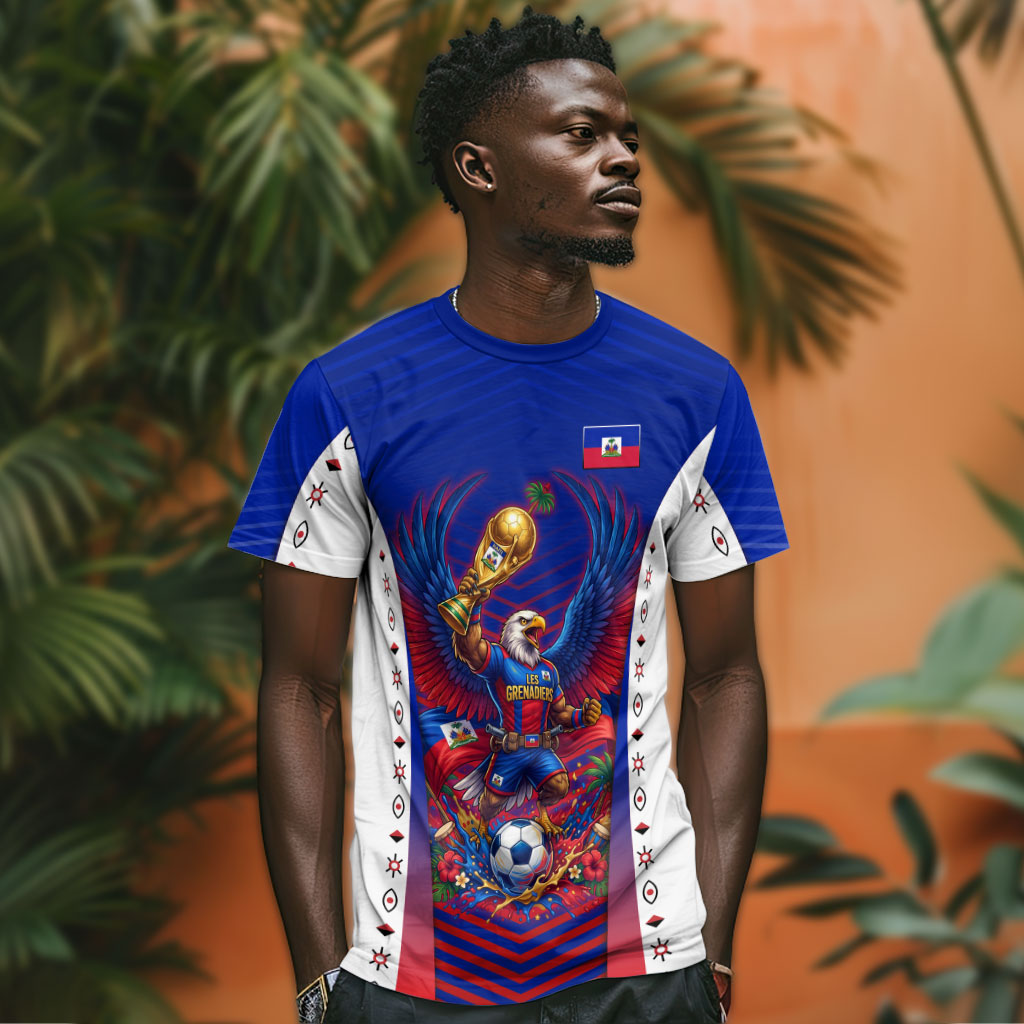 Personalized Haiti Football Eagle Champions T shirt Les Grenadiers Soccer Trophy 2026 Heritage Flag