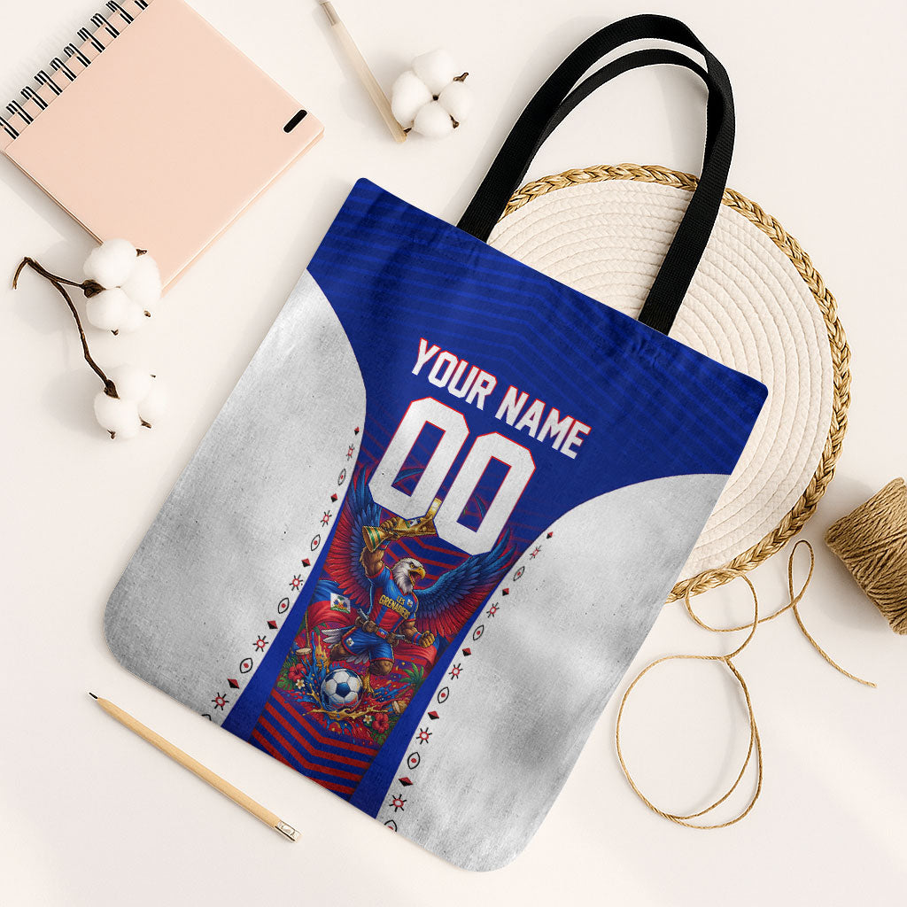 Personalized Haiti Football Eagle Champions Tote Bag Les Grenadiers Soccer Trophy 2026 Heritage Flag