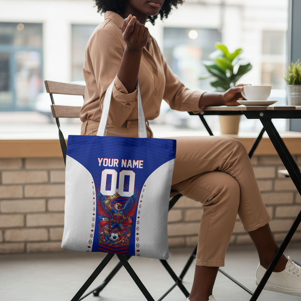Personalized Haiti Football Eagle Champions Tote Bag Les Grenadiers Soccer Trophy 2026 Heritage Flag