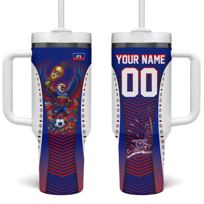 Personalized Haiti Football Eagle Champions Tumbler With Handle Les Grenadiers Soccer Trophy 2026 Heritage Flag