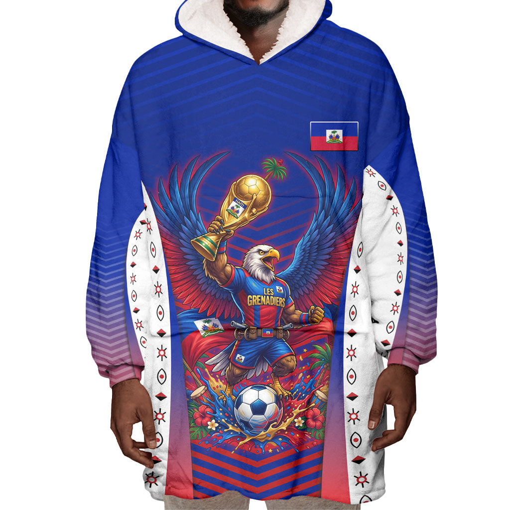 Personalized Haiti Football Eagle Champions Wearable Blanket Hoodie Les Grenadiers Soccer Trophy 2026 Heritage Flag