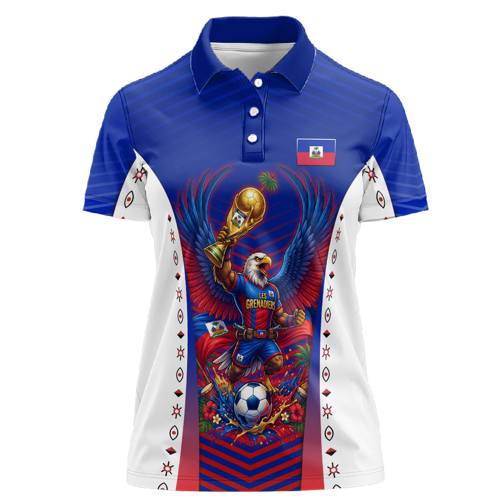 Personalized Haiti Football Eagle Champions Women Polo Shirt Les Grenadiers Soccer Trophy 2026 Heritage Flag