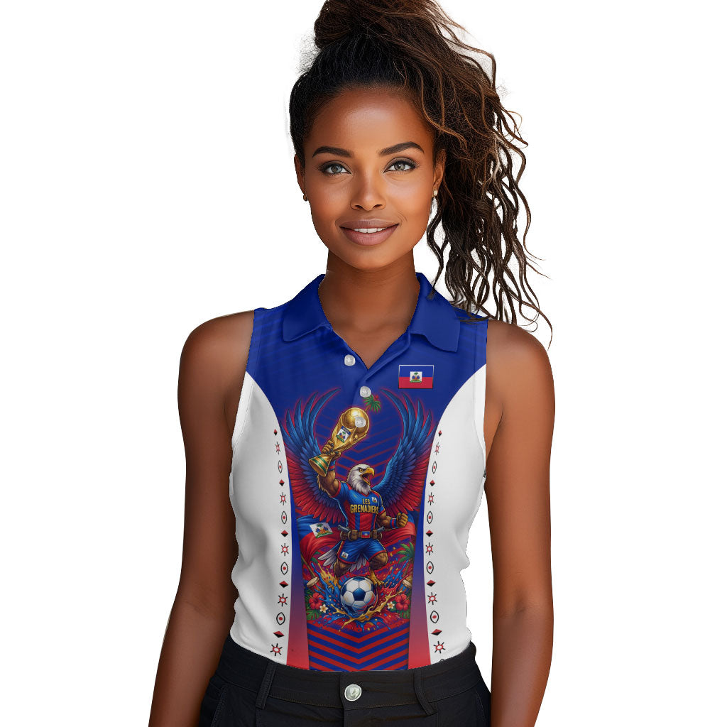 Personalized Haiti Football Eagle Champions Women Sleeveless Polo Shirt Les Grenadiers Soccer Trophy 2026 Heritage Flag