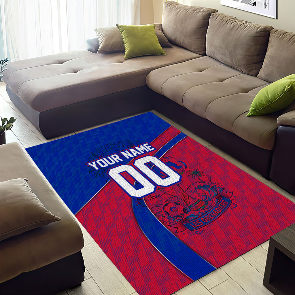 Personalized Haiti Soccer Les Grenadiers Area Rug Championship Football 2026 Trophy Haitian Flag Map