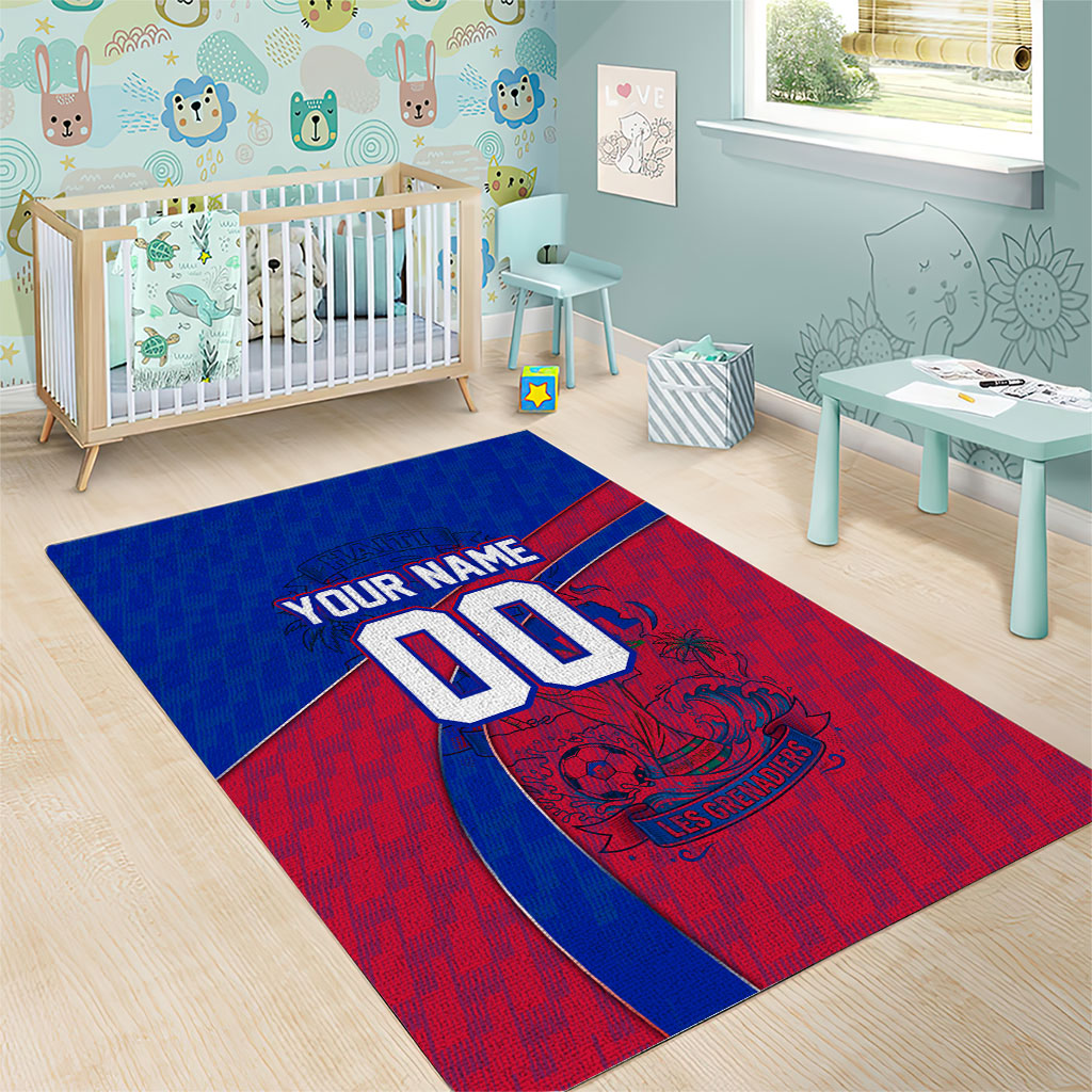 Personalized Haiti Soccer Les Grenadiers Area Rug Championship Football 2026 Trophy Haitian Flag Map