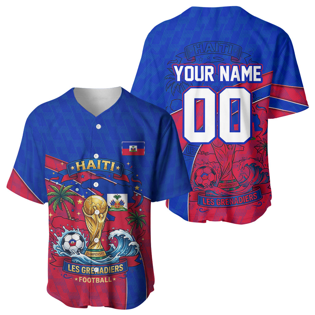 Personalized Haiti Soccer Les Grenadiers Baseball Jersey Championship Football 2026 Trophy Haitian Flag Map