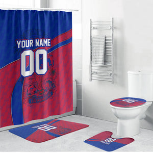 Personalized Haiti Soccer Les Grenadiers Bathroom Set Championship Football 2026 Trophy Haitian Flag Map