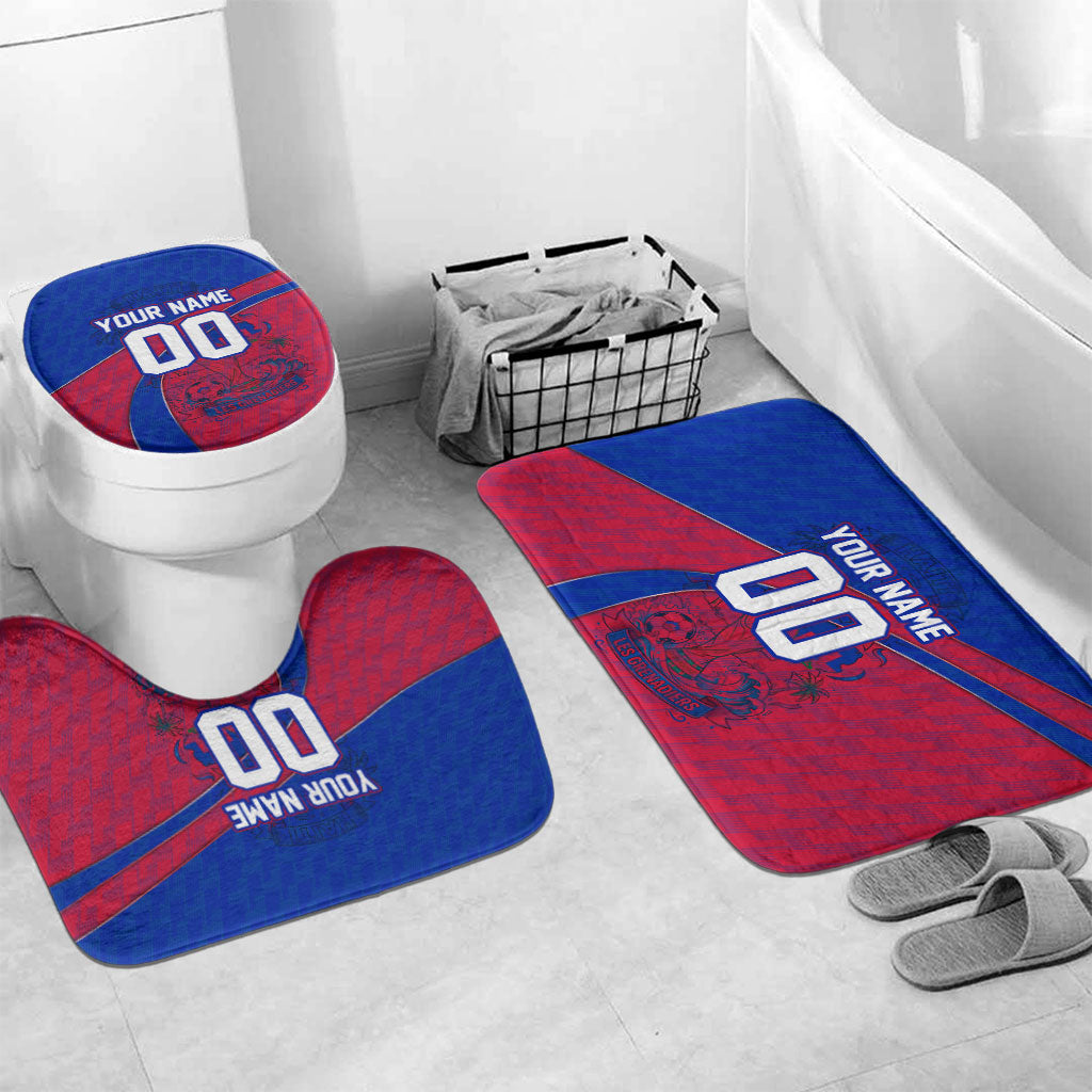 Personalized Haiti Soccer Les Grenadiers Bathroom Set Championship Football 2026 Trophy Haitian Flag Map