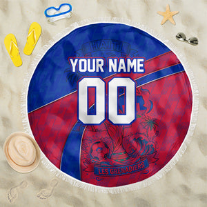 Personalized Haiti Soccer Les Grenadiers Beach Blanket Championship Football 2026 Trophy Haitian Flag Map