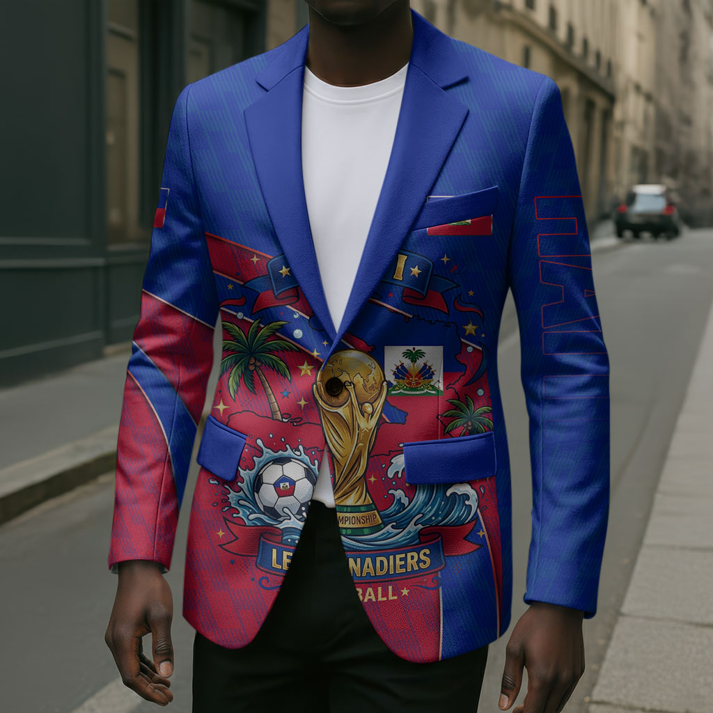Personalized Haiti Soccer Les Grenadiers Blazer Championship Football 2026 Trophy Haitian Flag Map